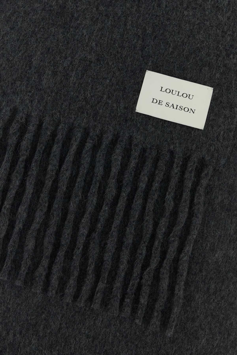 Loulou De Saison Santo Scarf — Gray Exterior: Alpaca Nylon Scarfs
