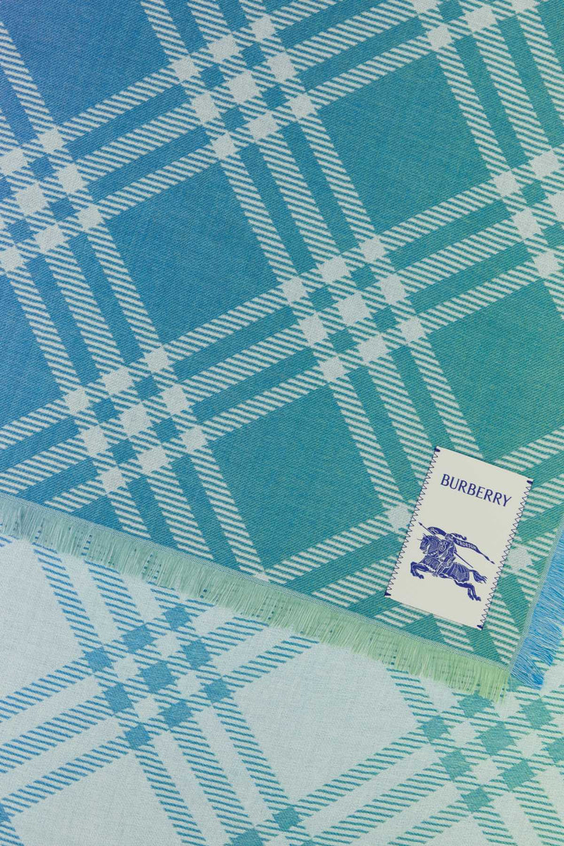 Burberry Gradient Scarf — Blue Exterior: Wool Silk Scarfs