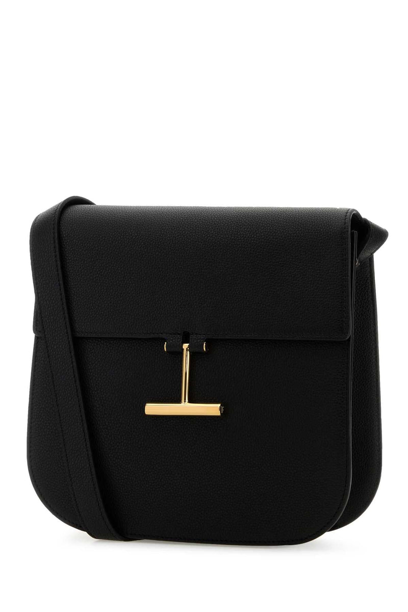 Tom Ford Leather Crossbody Shoulder Bag — Black