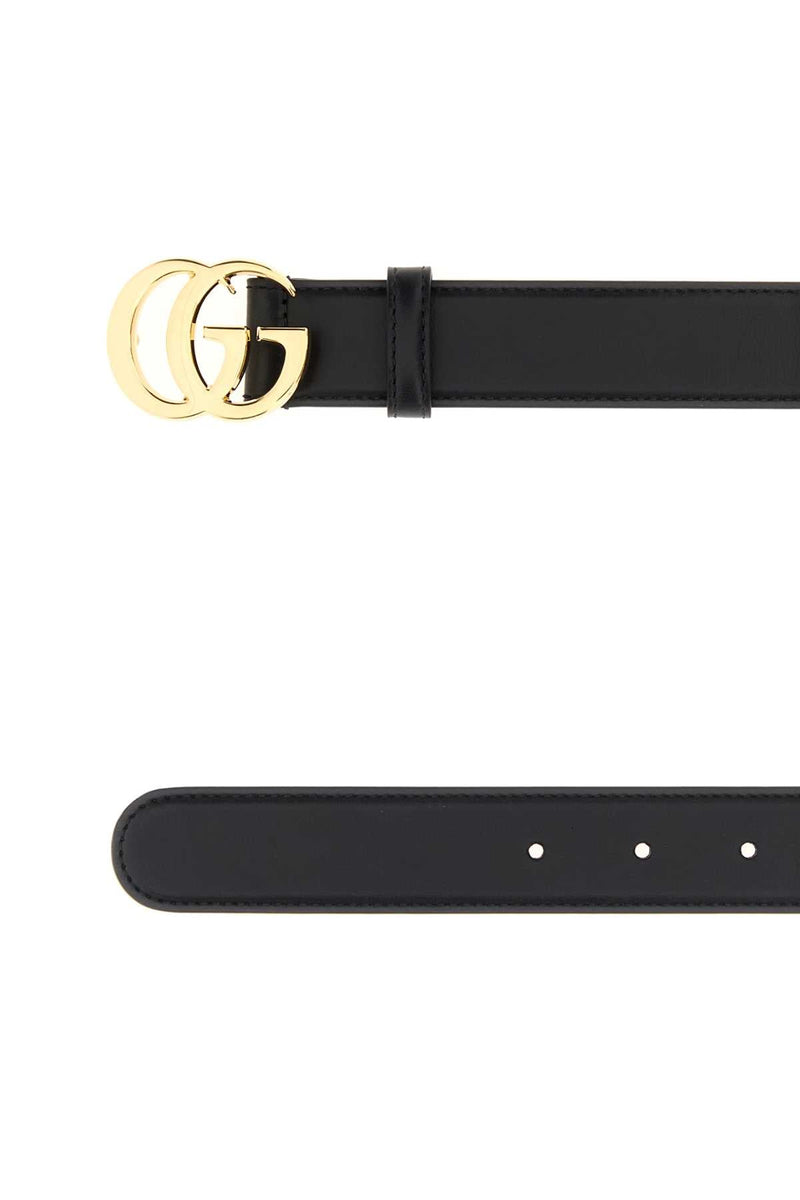 Gucci Double G Buckle Leather Belt — Black