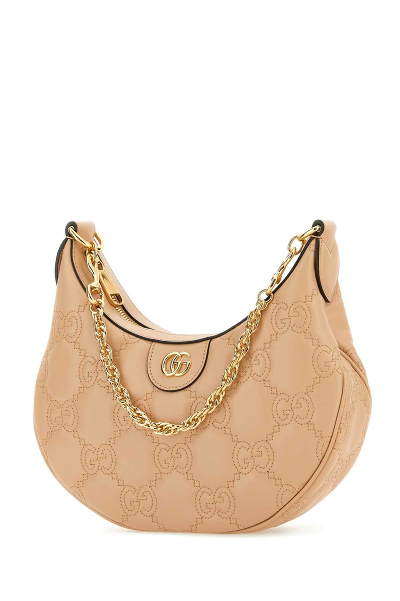 Gucci Gg-Quilted Leather Shoulder Bag — Beige