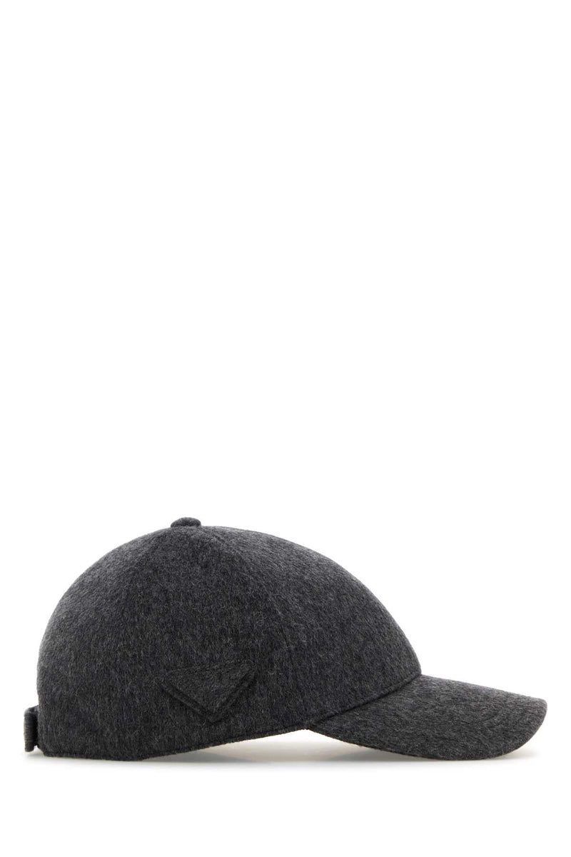 Prada Hat Flannel Baseball Cap — Gray Caps