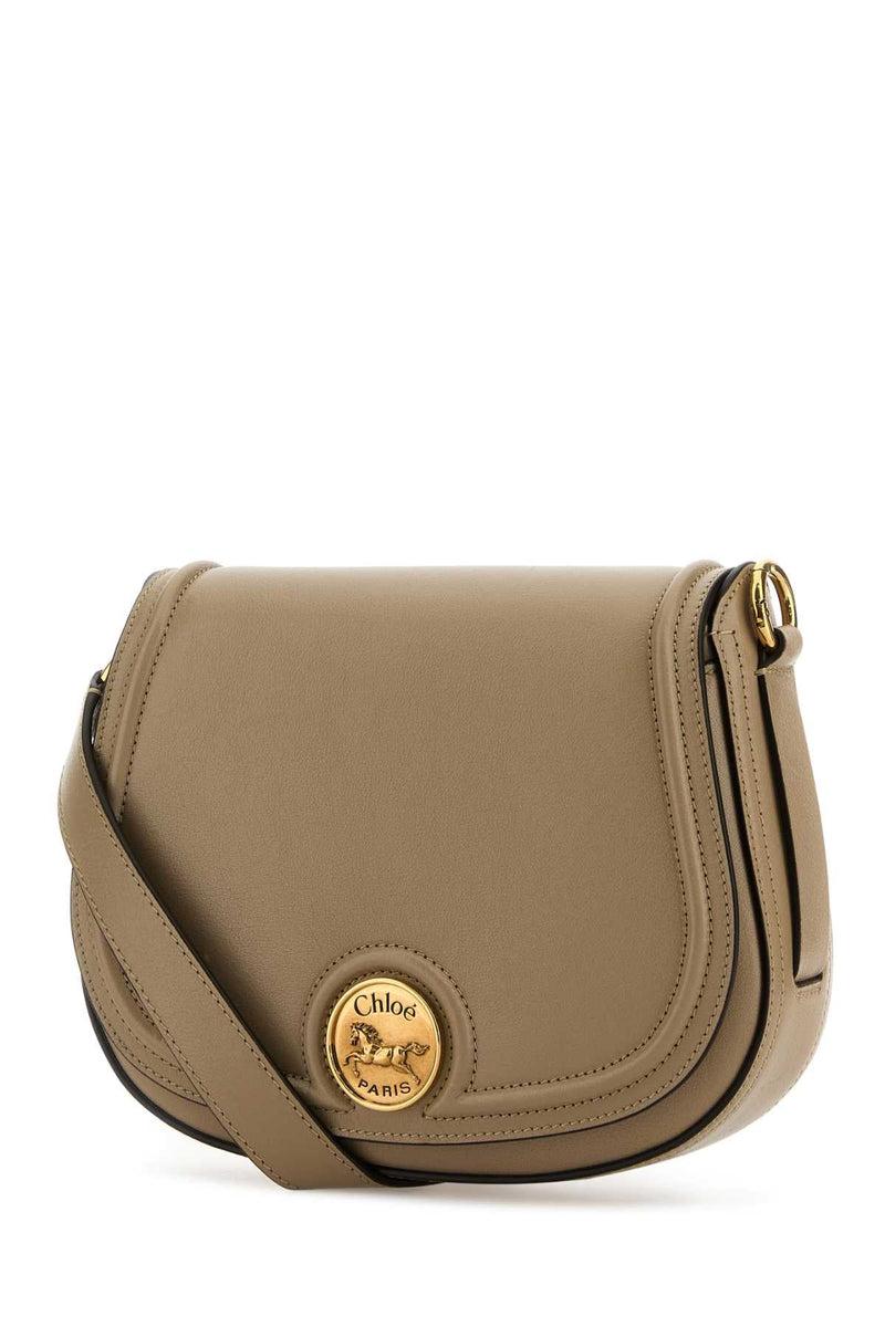 Chloé Horse Medal Crossbody Bag — Beige