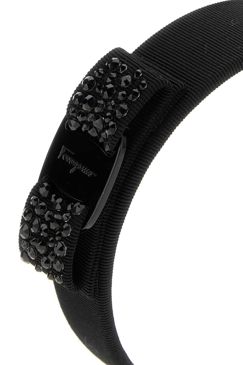 Ferragamo Swarovs Headband — Black Exterior: Fabric Headbands