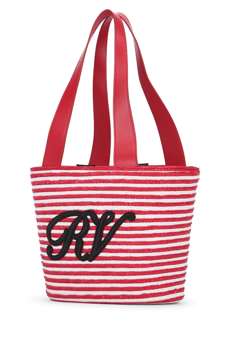 Roger Vivier Straw Tote Bag — Red