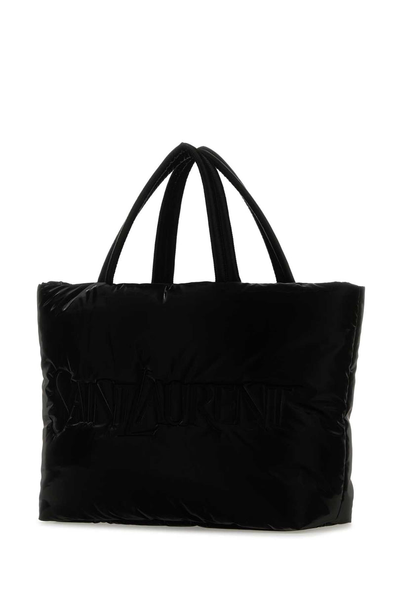 Saint Laurent Quilted Nylon Tote Bag — Black Exterior: Lining