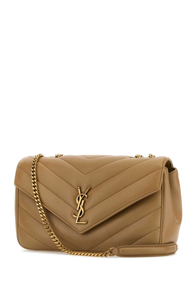 Saint Laurent Loulou Shoulder Bag — Beige