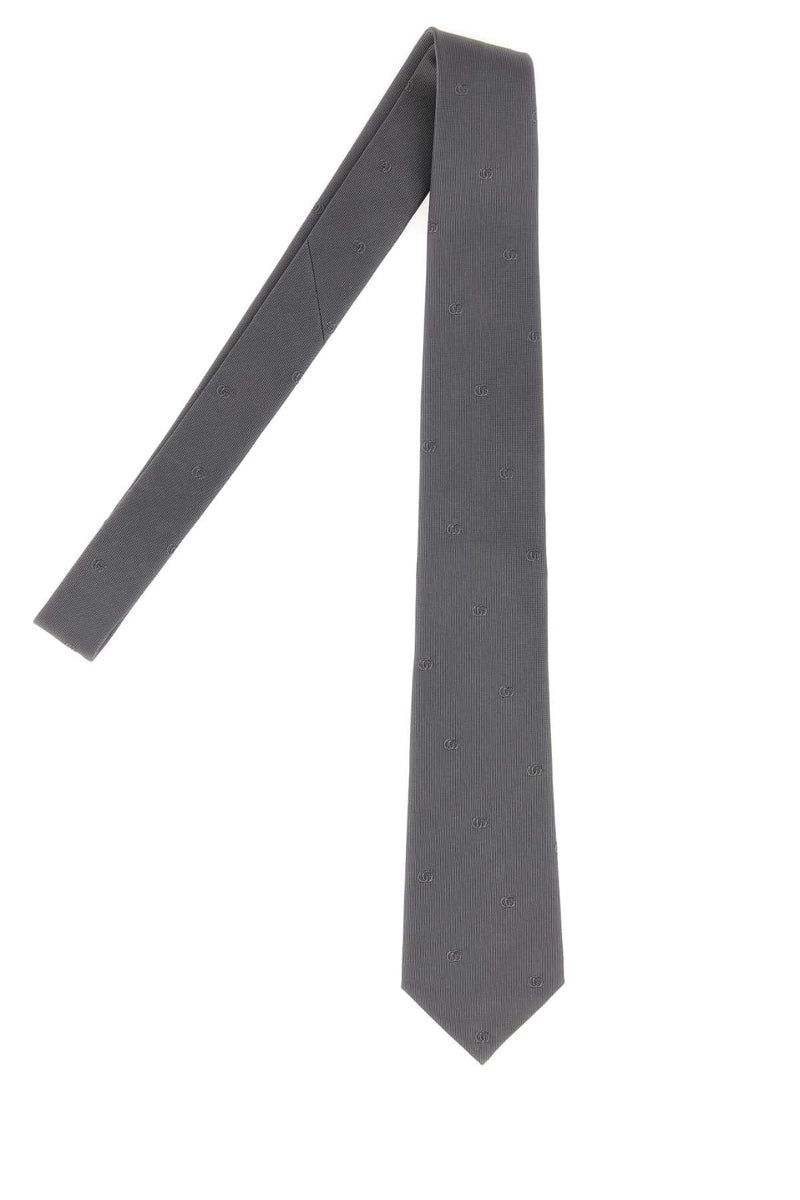 Gucci Running Necktie — Gray Silk Fabric Neckties