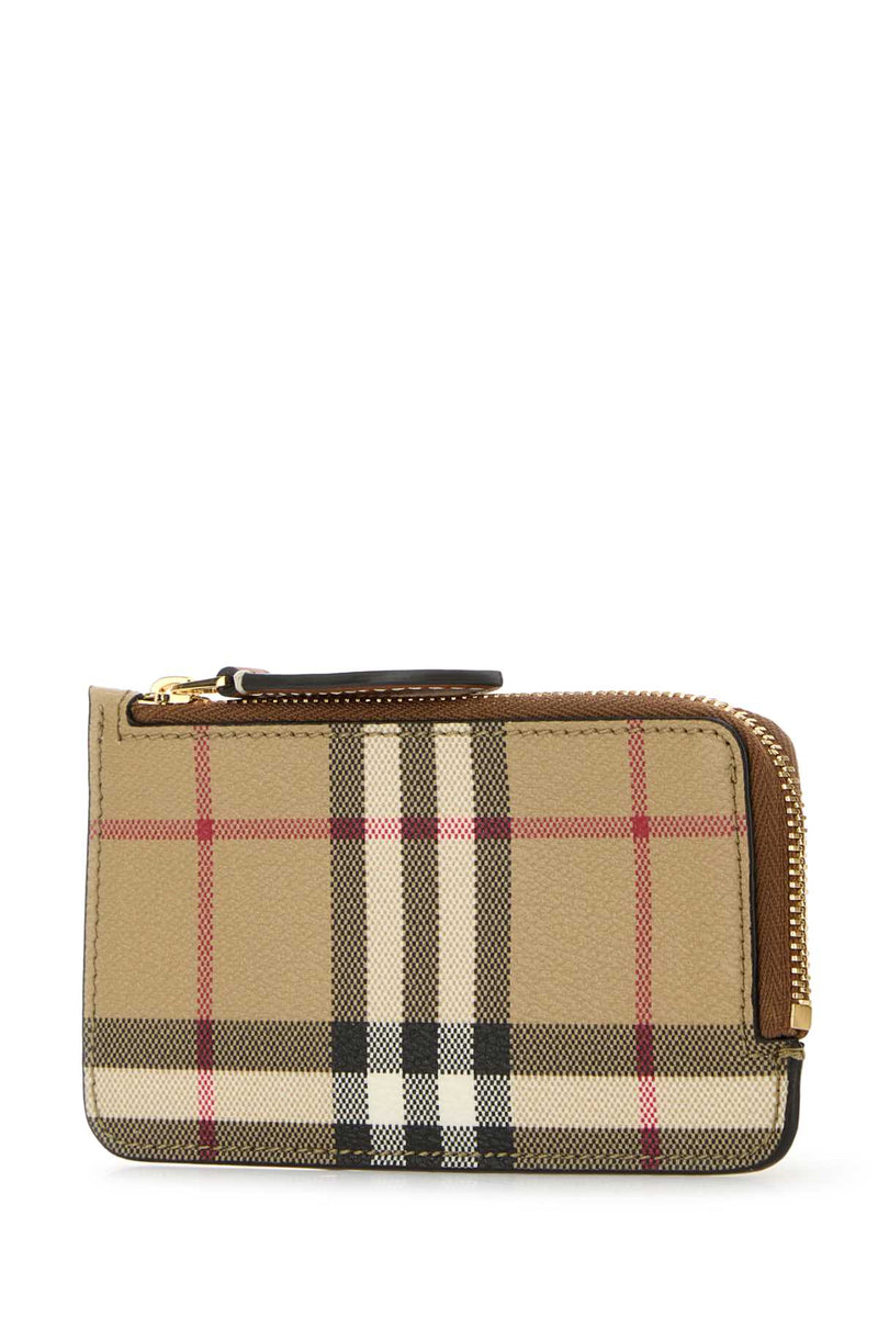 Burberry Somerset Card Case — Beige Polyurethane Polyester Cotton Wallet