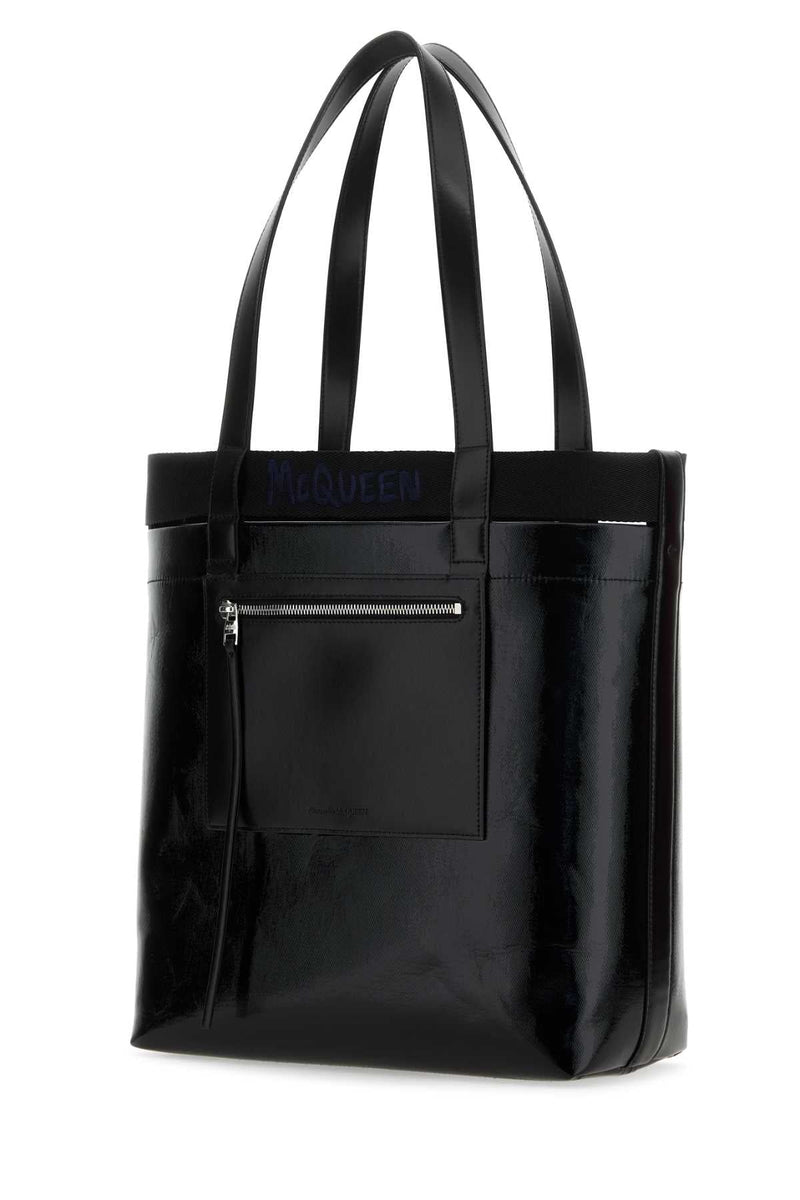 Alexander Mcqueen Patent Leather Tote Bag — Black
