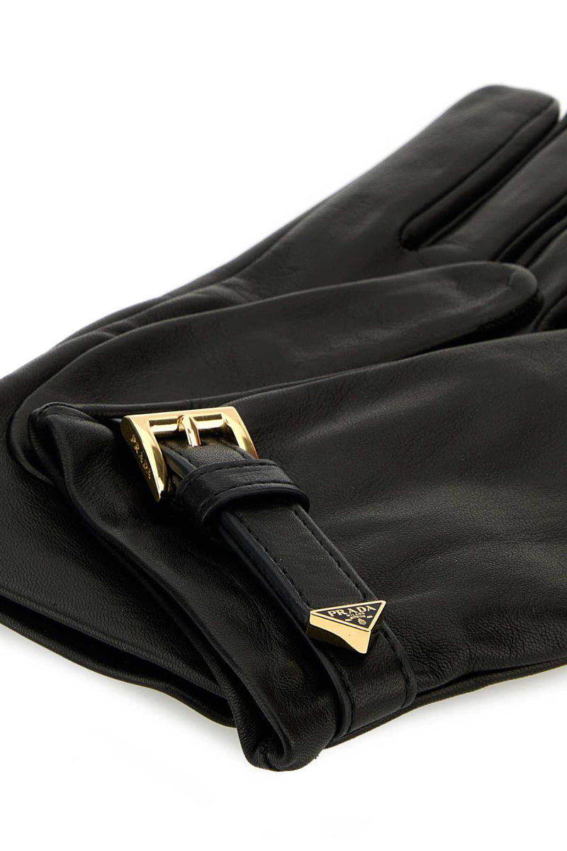 Prada Nappa Leather Gloves — Black Agnello
