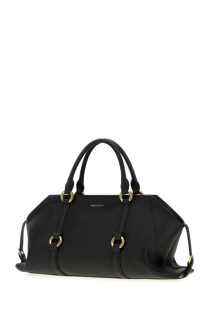 Alexander Mcqueen Farringdon Top Handle Bag — Black Calf Skinbrass