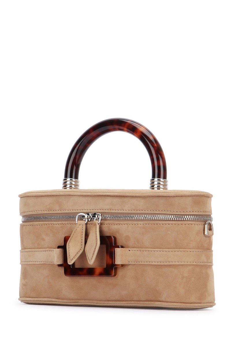 Roger Vivier Top Handle Bag — Beige Suede