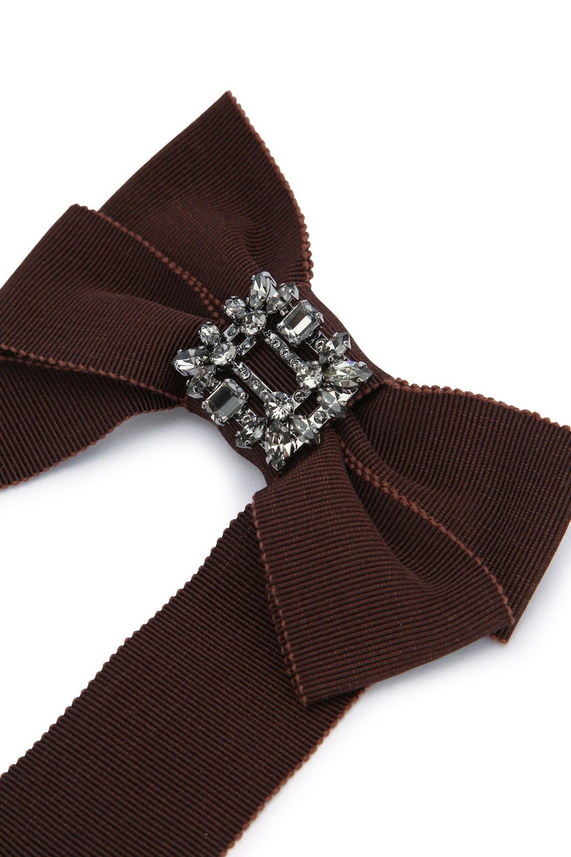 Roger Vivier Broche Hair Clip — Brown Grosgrain Ribbon Pins Claws & Clips