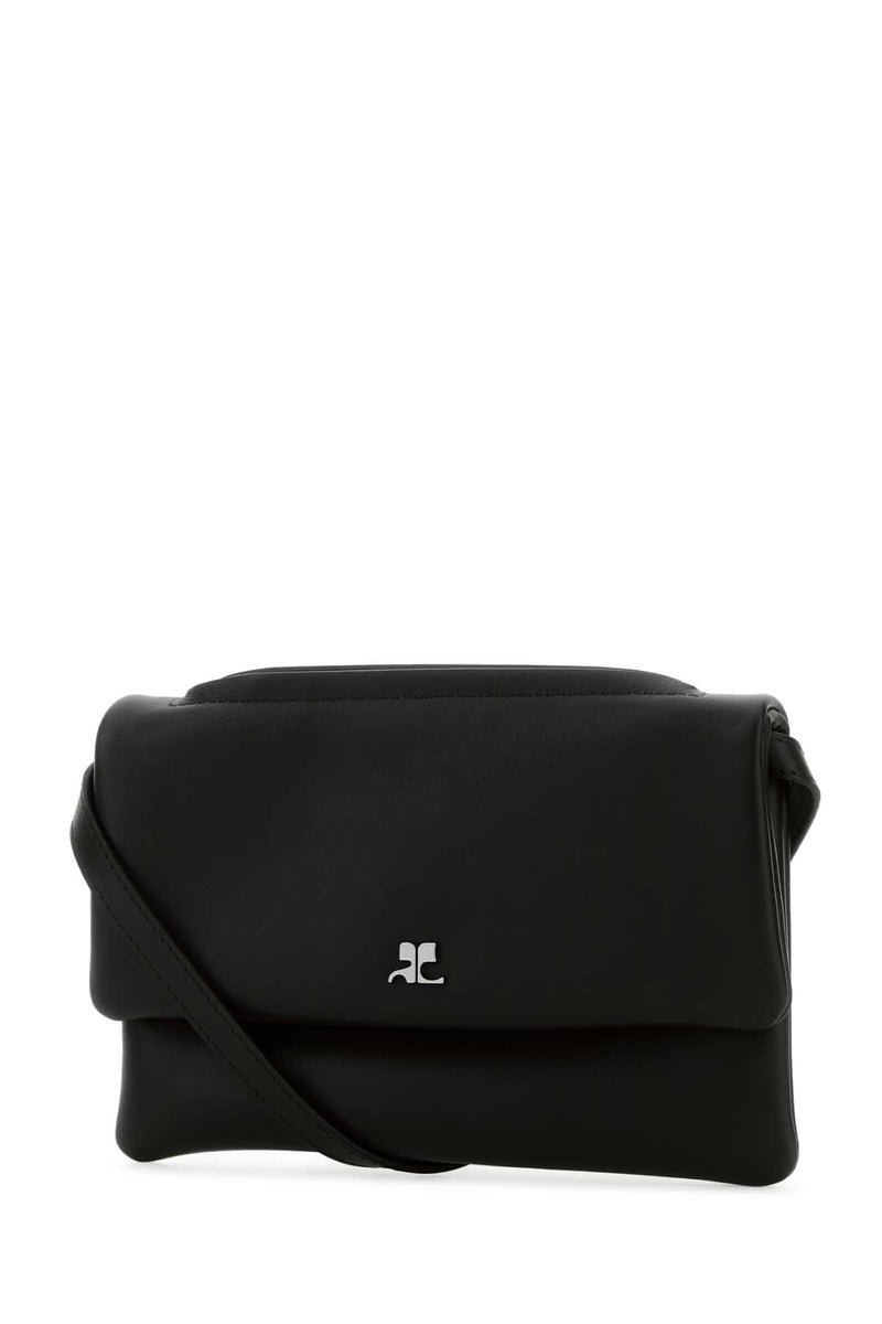 Courreges Leather Shoulder Bag — Black
