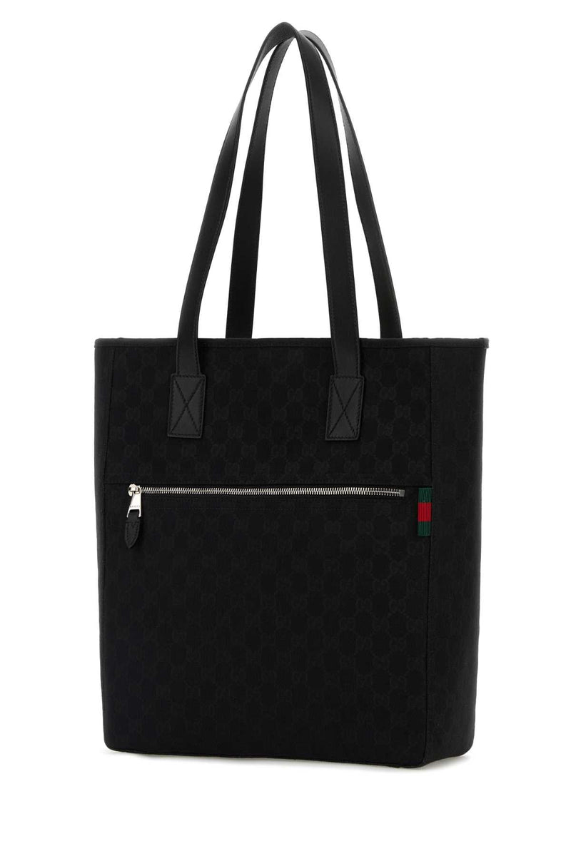 Gucci Gg-Jacquard Fabric Tote Bag — Black