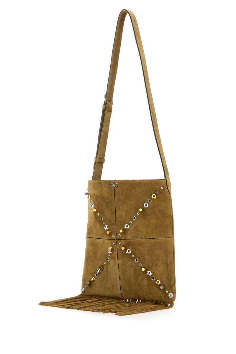 Valentino Garavani Scarf Shoulder Bag — Beige