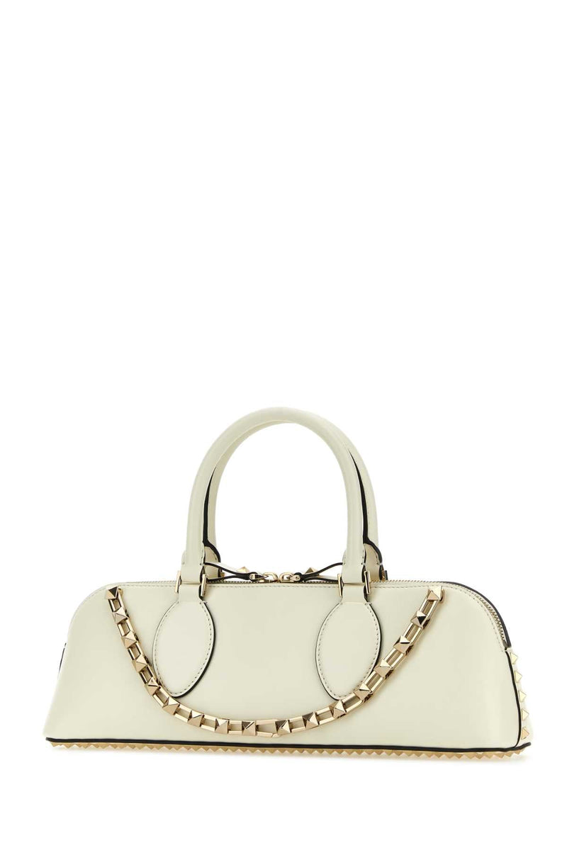 Valentino Garavani Rockstud Shoulder Bag — Ivory Exterior: Calf Leather Lining