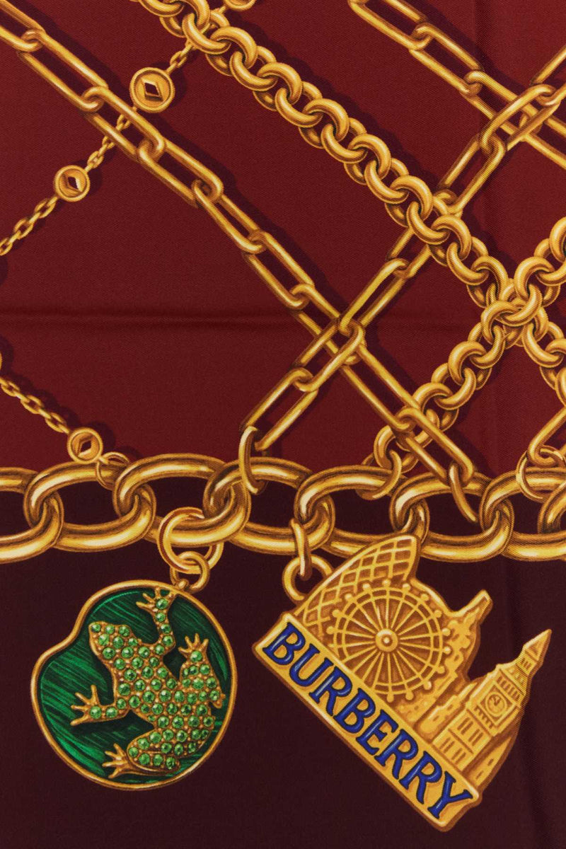 Burberry Chain-Print Mulberry Silk Scarf — Brown Scarfs