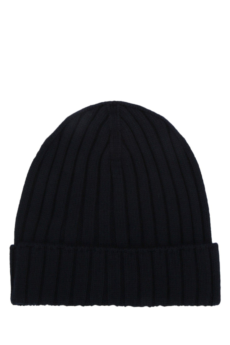 Moncler Jr Hat Ribbed Knit Winter — Black Wool