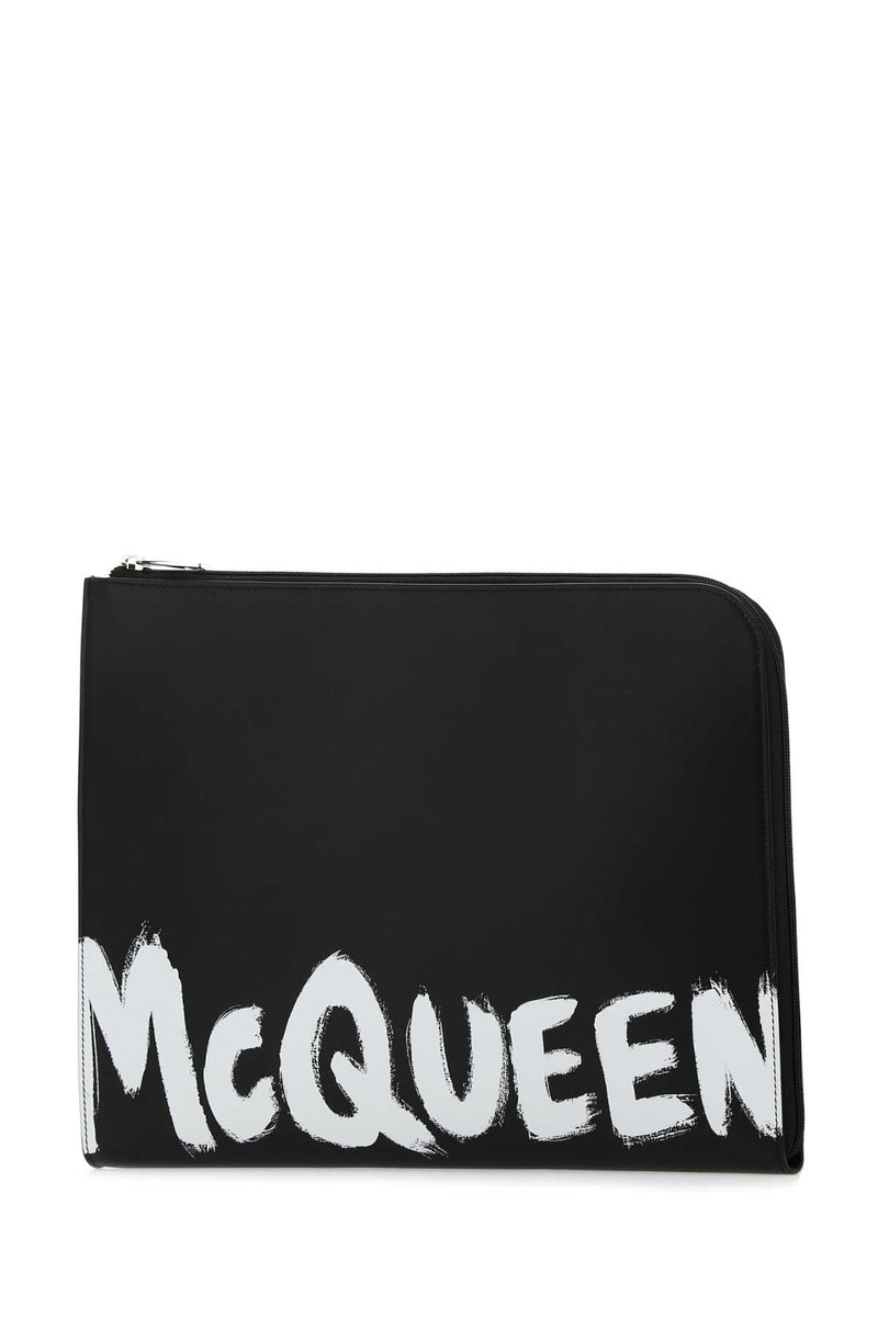 Alexander Mcqueen Logo-Print Leather Wallet — Black