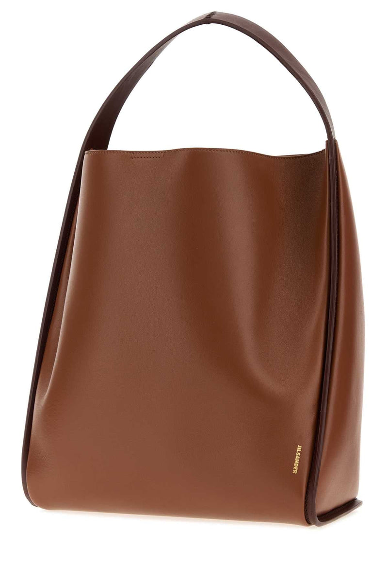 Jil Sander Pivot Tote Bucket Bag — Brown