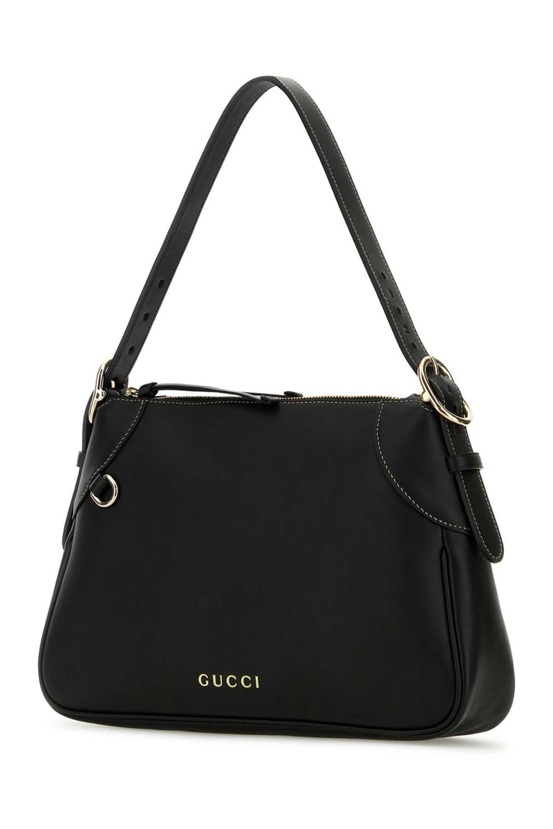 Gucci Emblem Shoulder Bag — Black