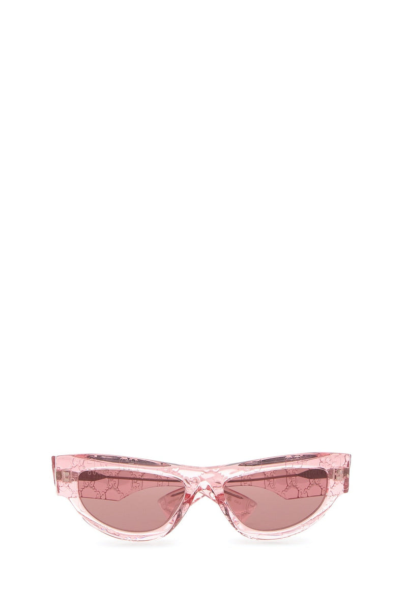 Gucci Eyewear Pink Crackle Acetate Sunglasses —