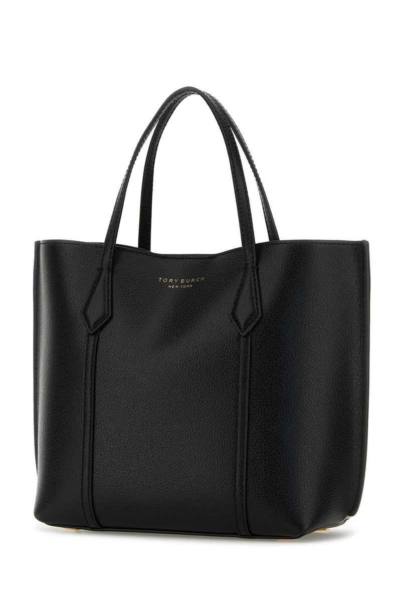Tory Burch Pebbled Leather Tote Bag — Black