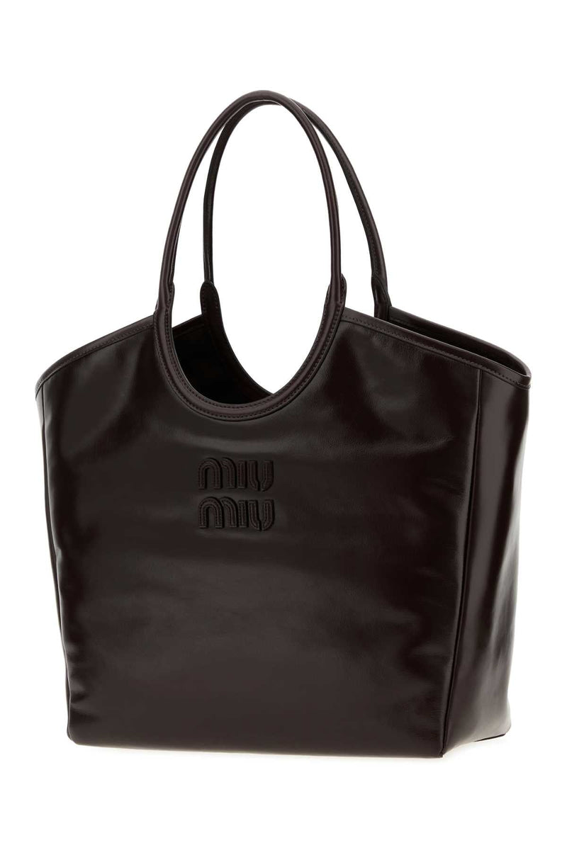 Miu Miu Leather Tote Bag — Brown