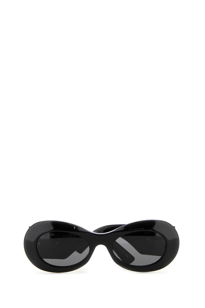 Gucci Gg1696s Oval Acetate Sunglasses — Black Exterior