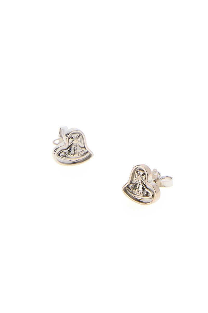 Vivienne Westwood Heart-Shaped Metal Fibre Earrings — Platinum