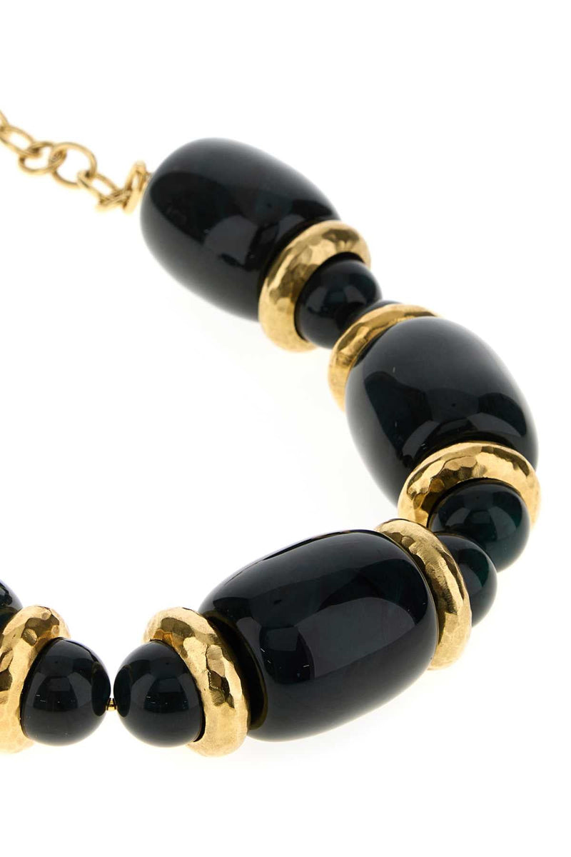 Saint Laurent Collier Court Tonneau Necklace — Black Necklaces