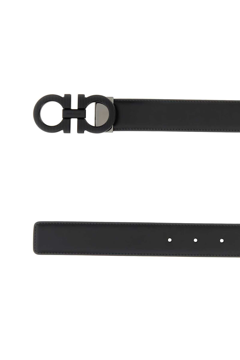 Ferragamo Double Adjus Belt — Black Exterior: Leather