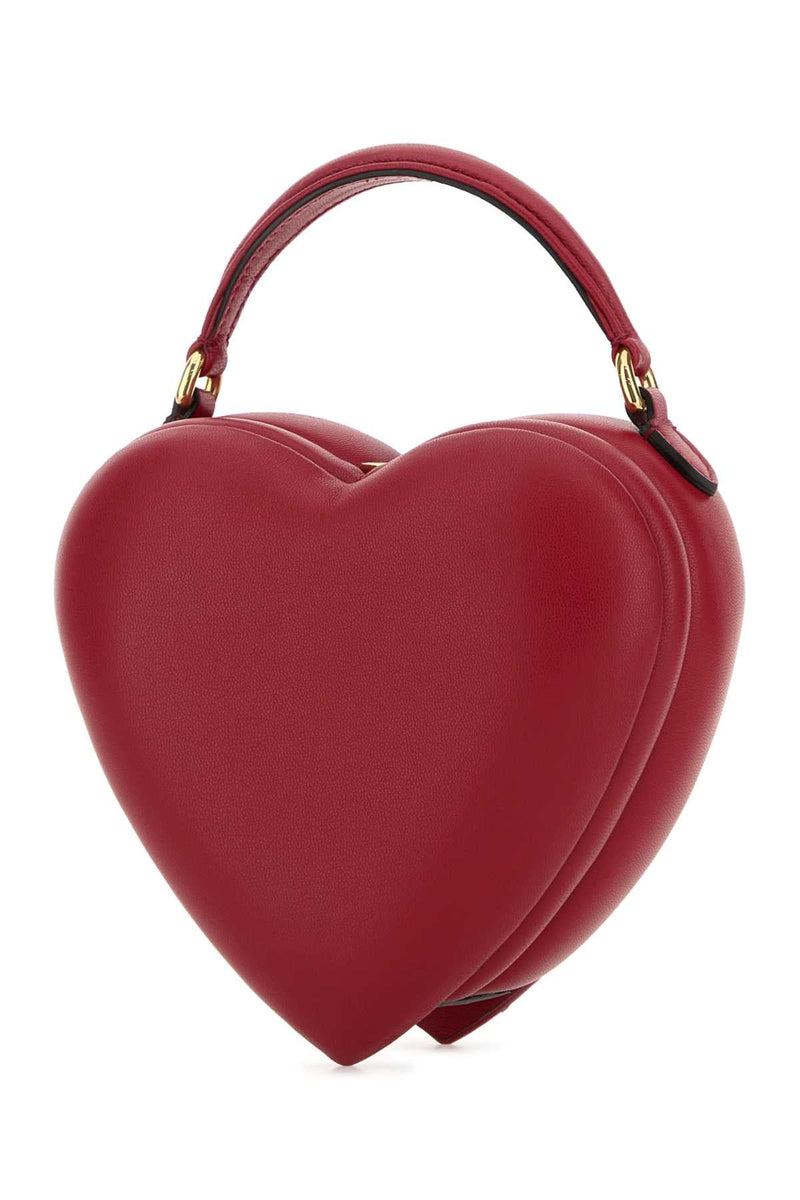 Moschino Nappa Leather Heart Top Handle Bag — Red