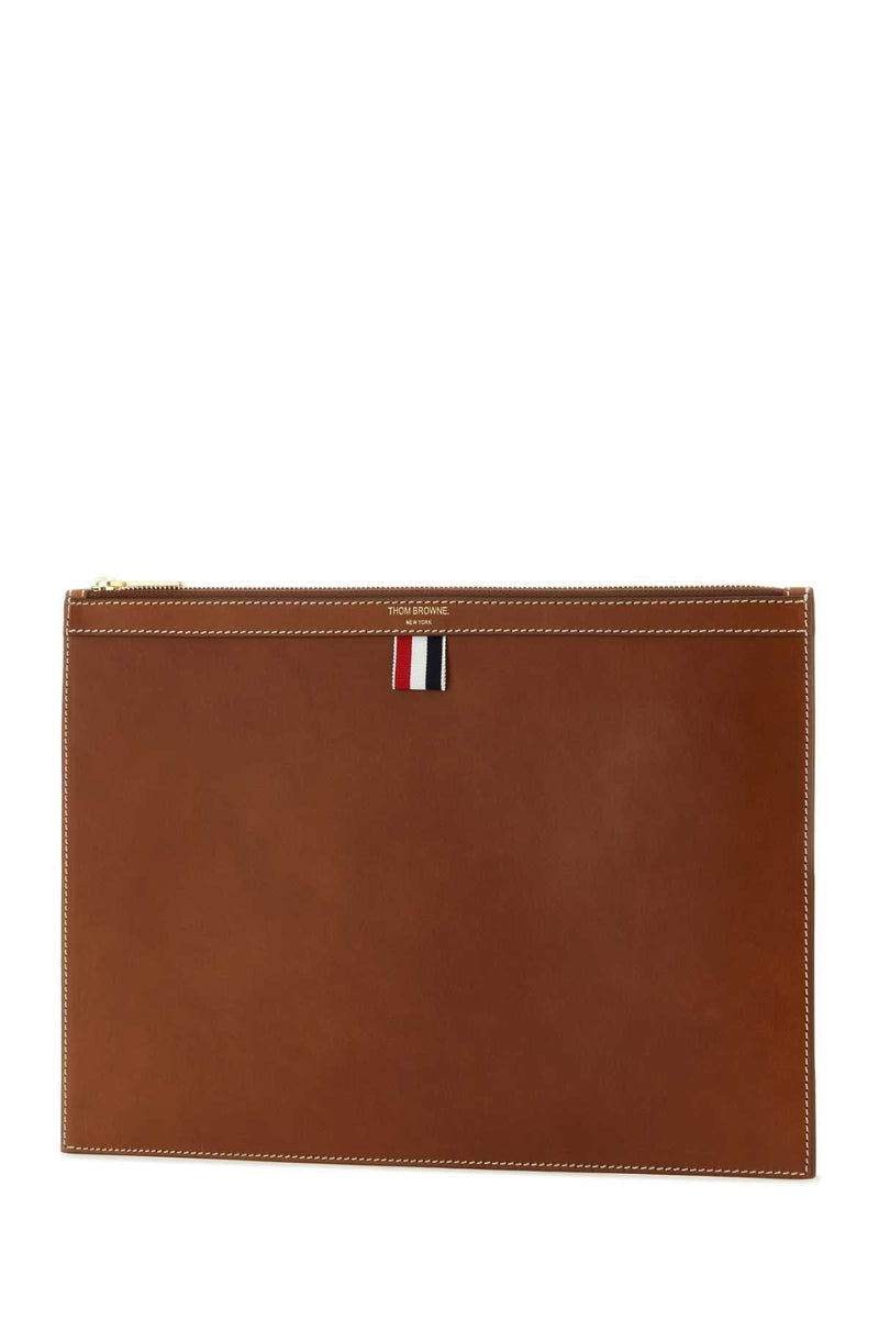 Thom Browne Leather Document Case Wallet — Brown