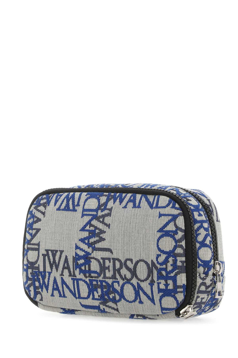 Jw Anderson Embroidered Fabric Travel Wallet — Blue Exterior
