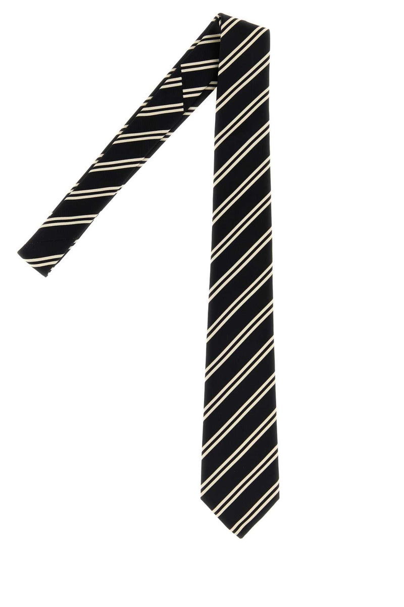 Saint Laurent Rayures Necktie — Black Exterior: Silk Lining: Neckties