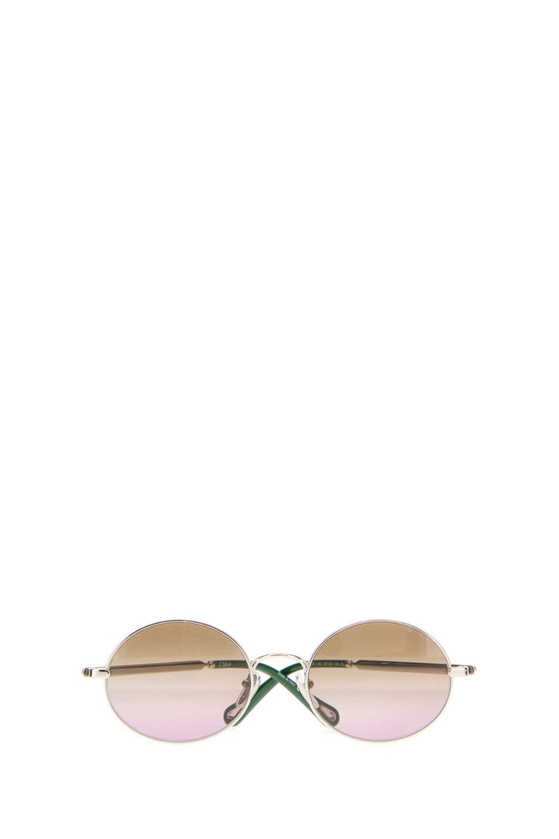 Chloé Sunglass Gradient Tinted Round Metal Sunglasses — Silver