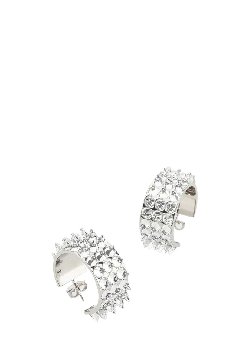 Amina Muaddi Big Karma Earrings — Silver