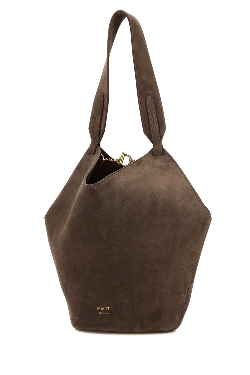 Khaite Lotus Shoulder Bag — Brown Baby Calfskin