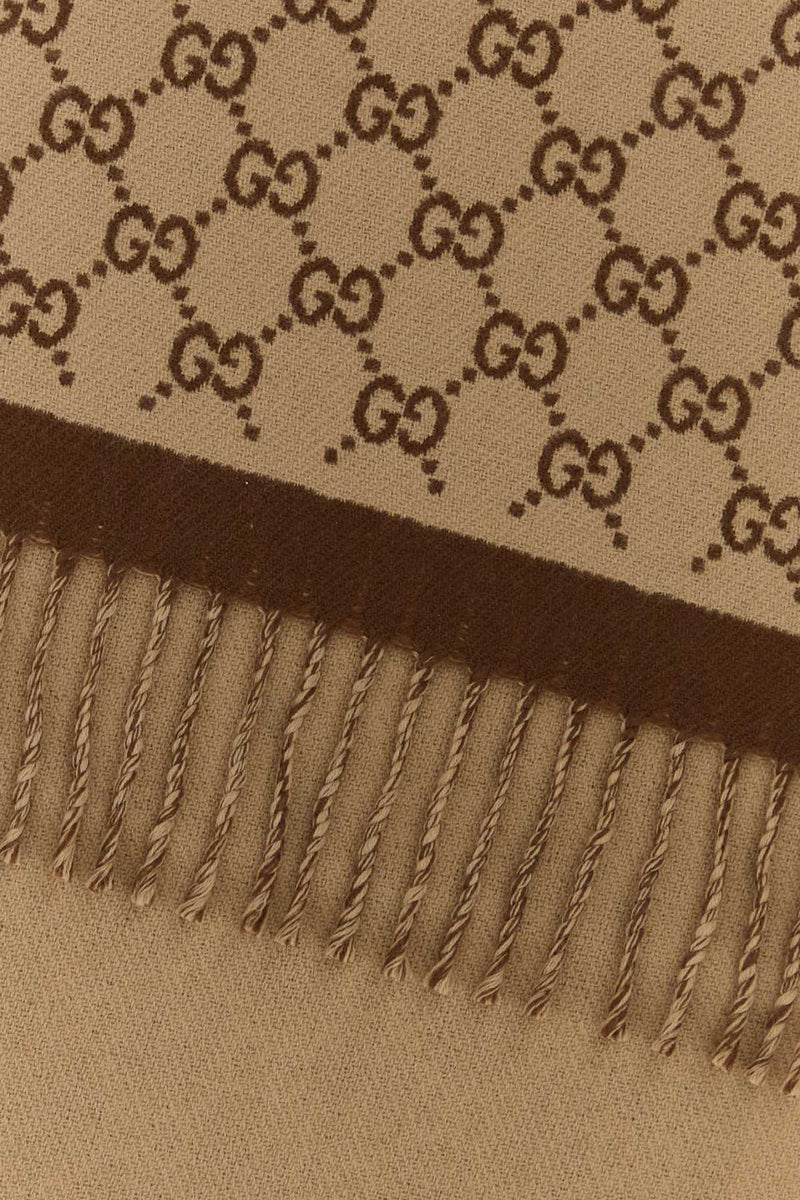 Gucci Moon Scarf — Beige Wool Fabric Scarfs