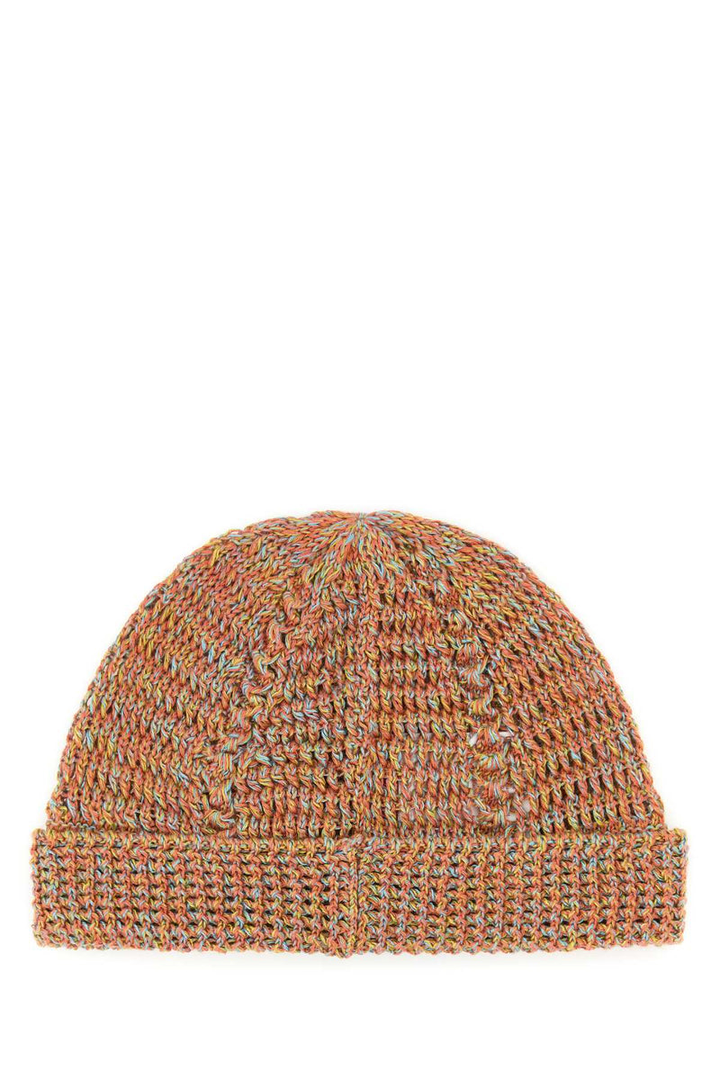 Valentino Garavani Beanie Linen Blend Knitted — Multicolor Exterior: Cotton Beanies
