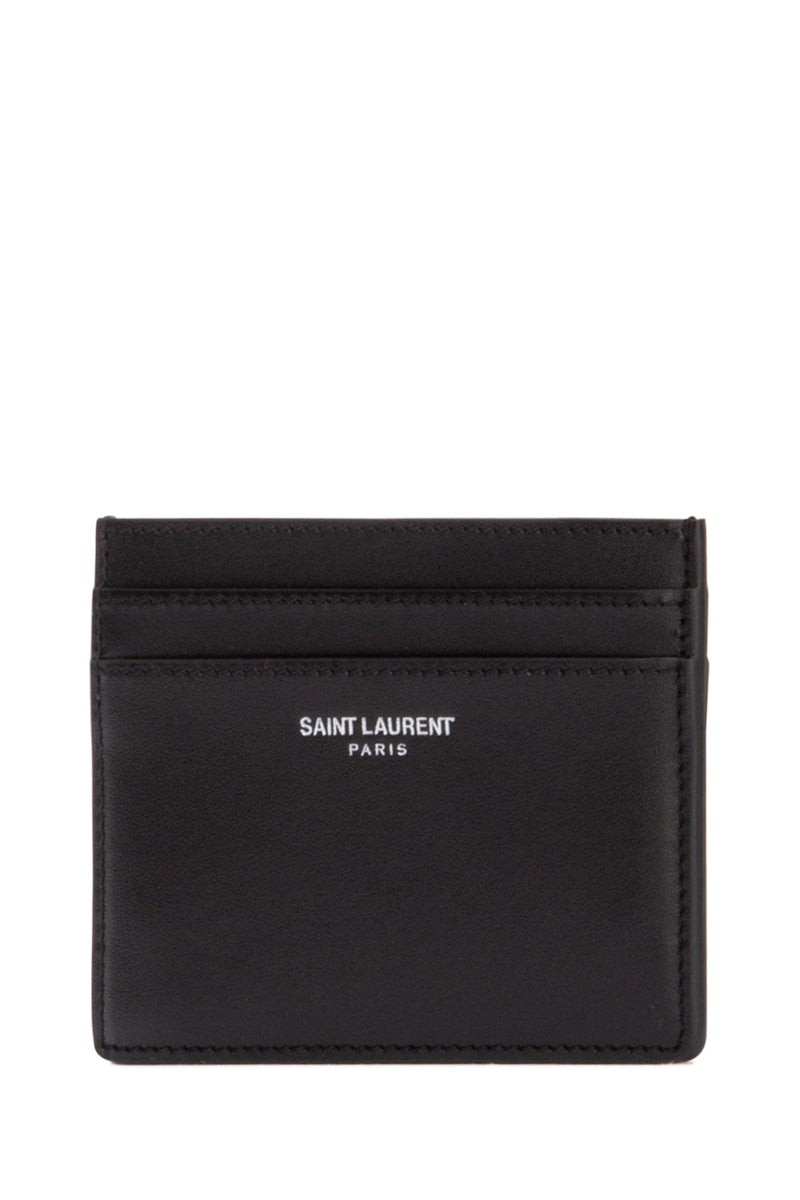 Saint Laurent Calfskin Card Case — Black Calf Skin Wallet