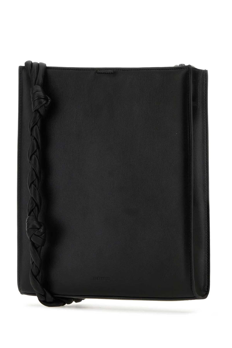 Jil Sander Braided Leather Shoulder Bag — Black
