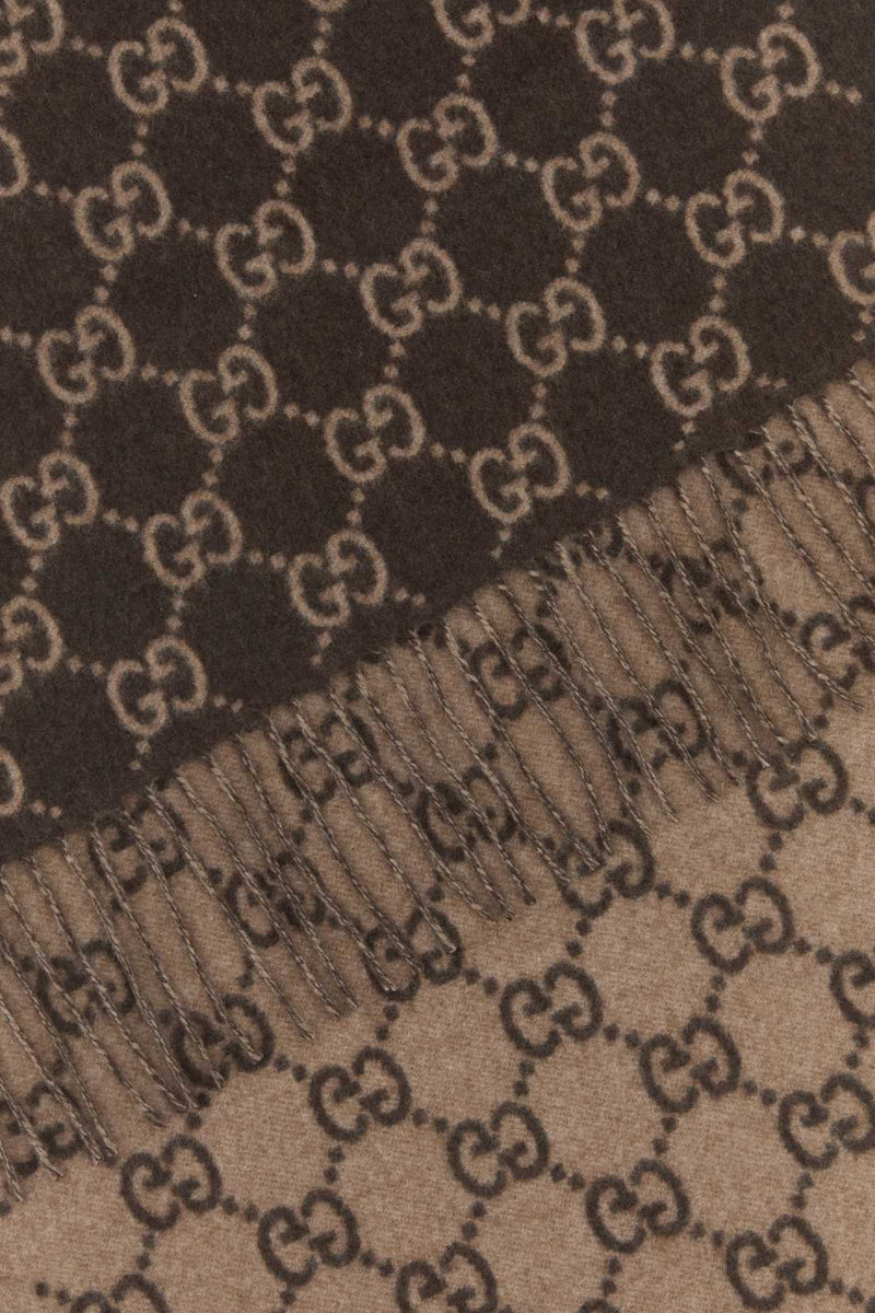 Gucci Canvy Scarf — Brown Cashmere Fabric Scarfs