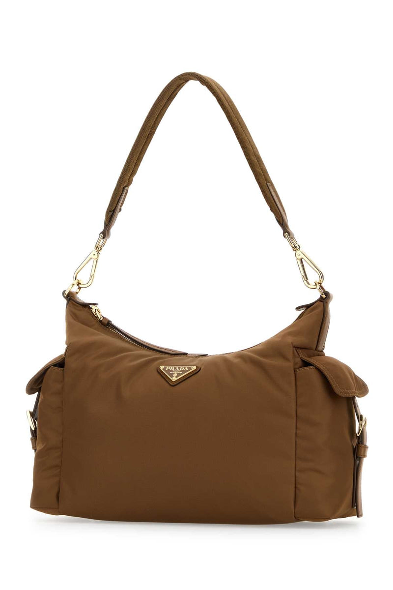 Prada Tessuto Shoulder Bag — Brown Poliammidericiclata-vitello