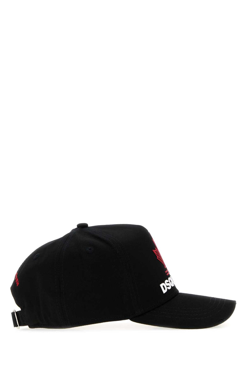 Dsquared2 Bcm103205c00001 Logo-Embroidered Baseball Cap — Black Exterior: Cotton Caps