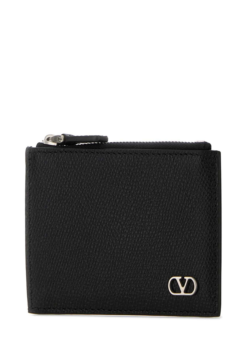Valentino Garavani Calf Leather Coin Purse — Black - Bos Taurus Wallet