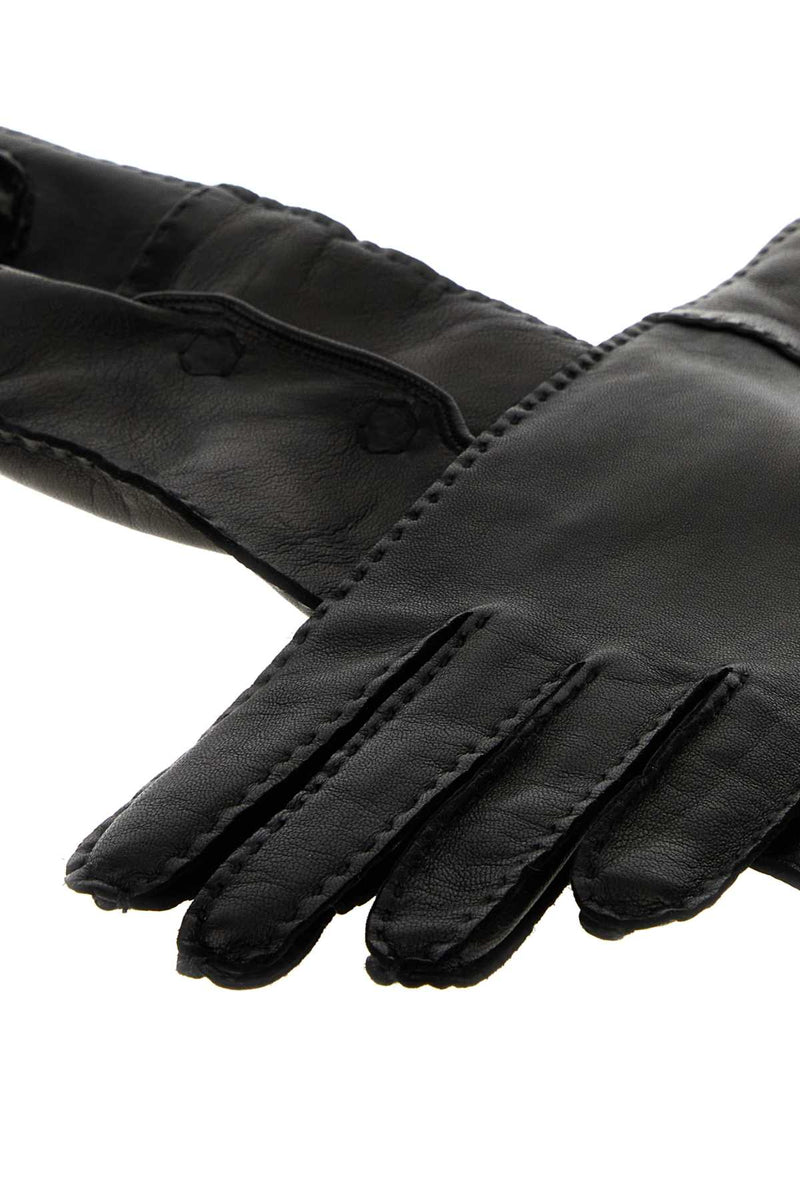Prada Nappa Lamb Leather Gloves — Black Exterior: Lining: Silk